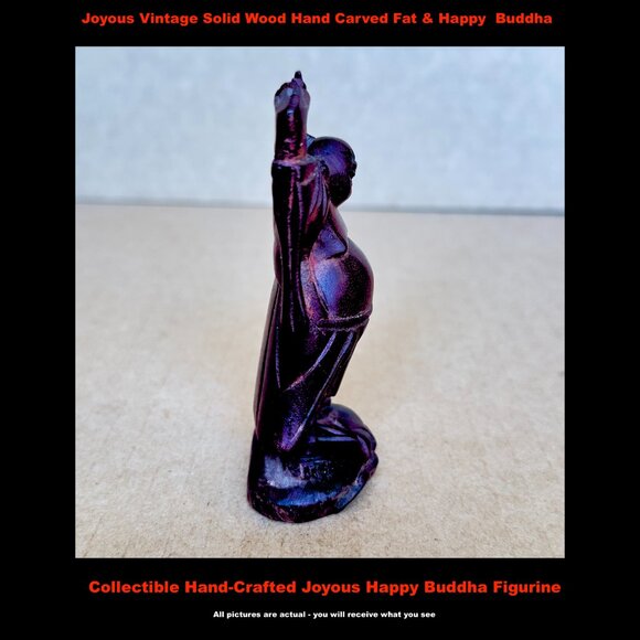 Joyous Vintage Solid Wood Hand Carved Fat & Happy Hotei Buddha - Picture 5 of 9